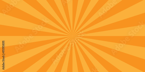 Texture geometric retro orange grunge sunburst vector pattern design. minimal sunny sunset spotlight gradient banner, poster and cartoons background.	
