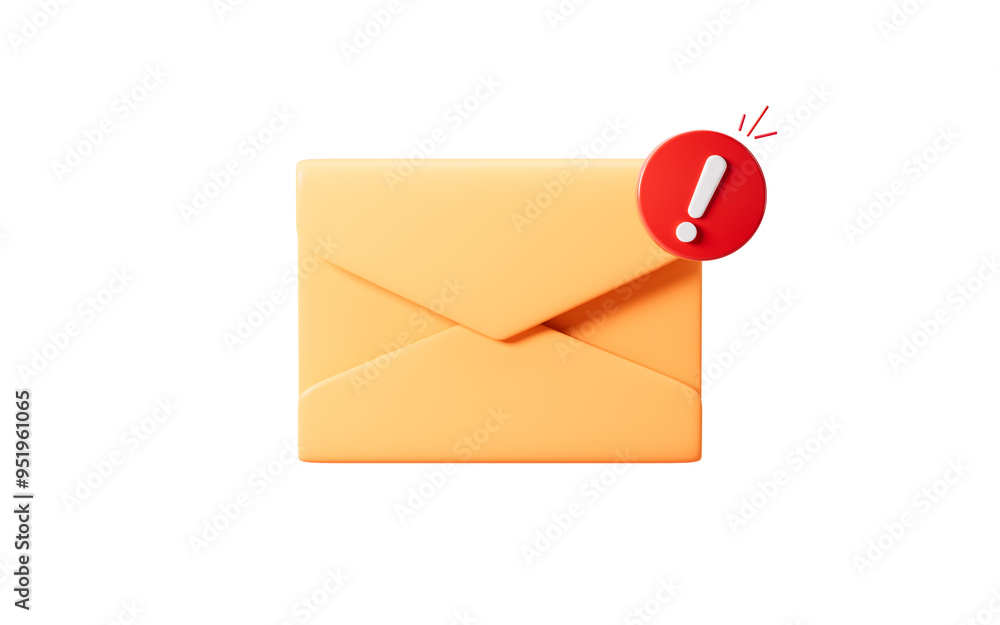 Emails with warning signs, junk mail, important mail, 3d rendering. Emails with warning signs, junk mail, important mail, 3d rendering.