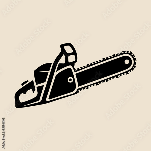 Chainsaw Silhouette Vector – Industrial Tool Outline Design