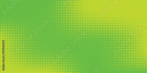 Dots halftone green color pattern gradient texture with technology digital background. Dots pop art comics with nature graphic design.