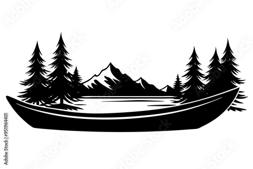 canoe silhouette vector illustration