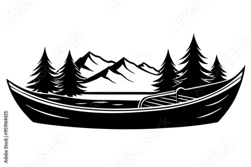 canoe silhouette vector illustration