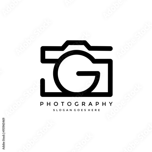 logo of the letter G and camera. vector illustration of a photography business sign with the beginning of the letter G. photographer's identity