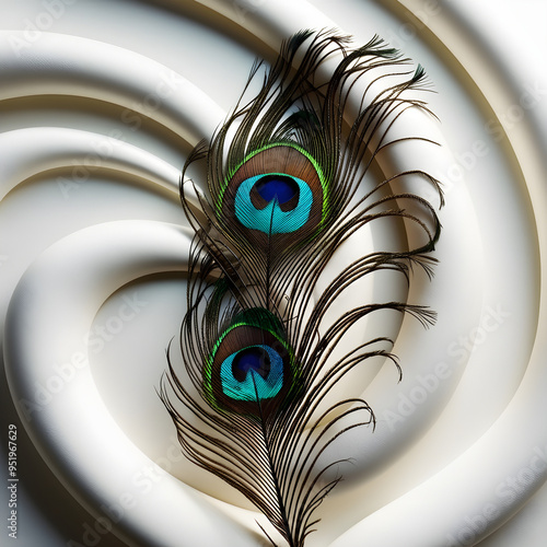 Exquisite High-Definition Photography of a Peacock Feather, Focusing on Each Delicate Step