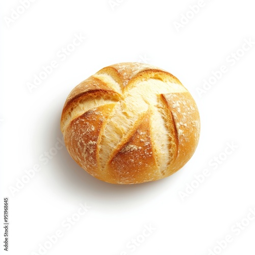 Wallpaper Mural A 3D icon of a freshly baked, soft bread roll with a golden-brown crust, set against a clean white background Torontodigital.ca