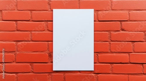 Wallpaper Mural Blank white poster on red brick wall A blank white poster mounted on a textured red brick wall, perfect for mockups, design presentations, or advertising space Torontodigital.ca