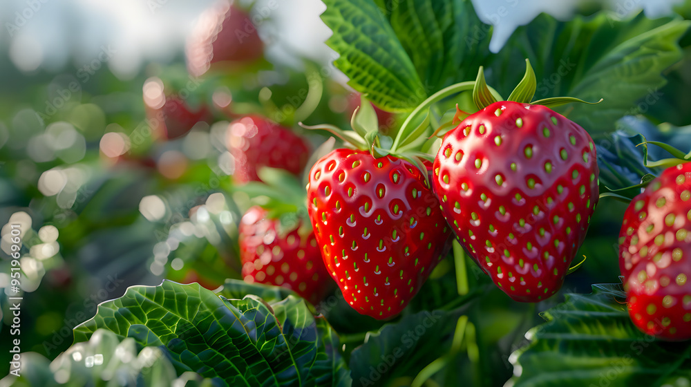 Beautiful strawberry growing on a bush Beautiful strawberry growing on a bush