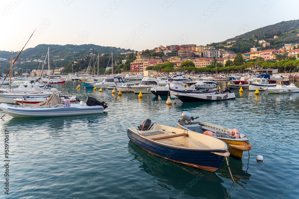 Sunset in the port of Lerici. A fishing town in Liguria. Bay of poets. Sunset in the port of Lerici. A fishing town in Liguria. Bay of poets.