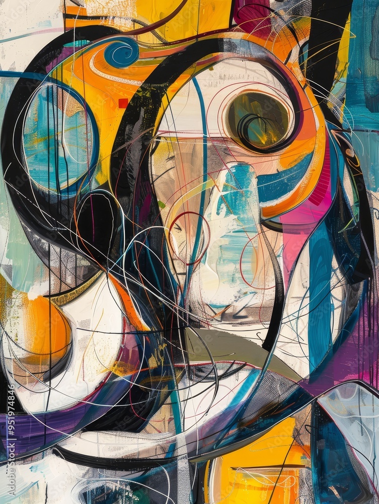 Abstract art with bold, vibrant colors and swirling shapes. Dynamic composition with contrasting light and dark elements. Abstract art with bold, vibrant colors and swirling shapes. Dynamic composition with contrasting light and dark elements.