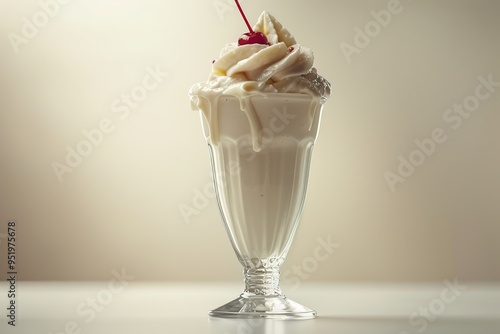 Delicious Milkshake with Whipped Cream and Cherry