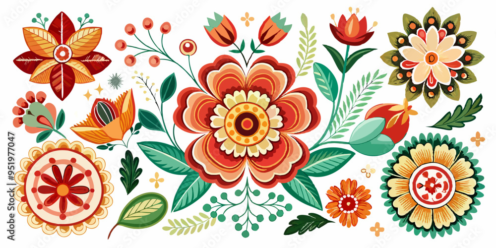 Set of retro floral design elements Set of retro floral design elements