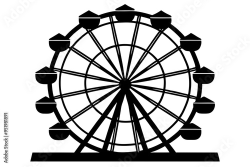 ferris wheel silhouette vector illustration