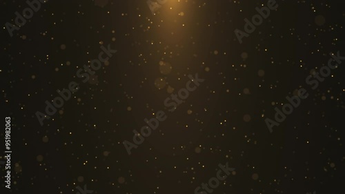 Erratic movement of bokeh particles. Slowly rising steam in a beam of light.