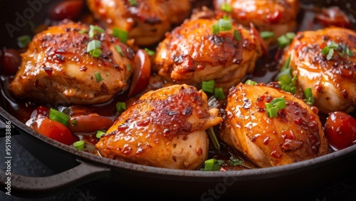 A dish of Mexican cuisine. Caramelized Chipotle chicken.