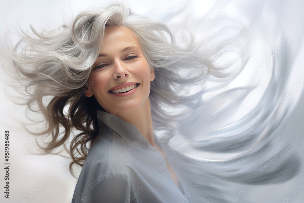 a beautiful woman with gray hair happy and smiling a beautiful woman with gray hair happy and smiling