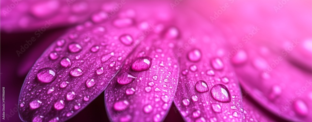 Rain Kissed Serenity: Pink flower petals with water droplets in a macro close-up. Rain Kissed Serenity: Pink flower petals with water droplets in a macro close-up.