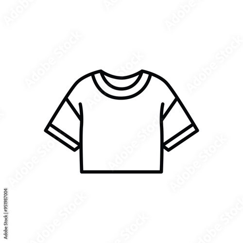 Crop T-Shirt line black icon.