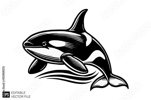 whale graphic design black and white vector clip art silhouette