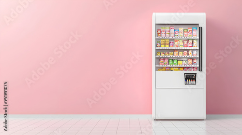 Blank white vending machine with snacks and drinks mockup, isolated 