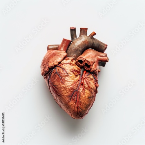 Medium shot of Heart dripping with red paint, isolated on a white background 