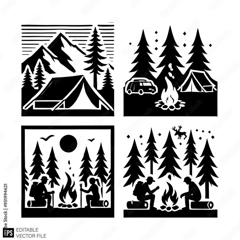 Obraz premium mountain graphic design black and white vector clip art silhouette