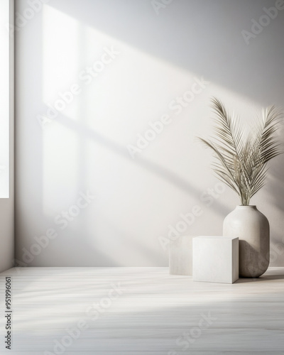 Minimalist room interiors with minimal furniture and decor in neutral colors. Residential interior deign concept image with large copyspace.