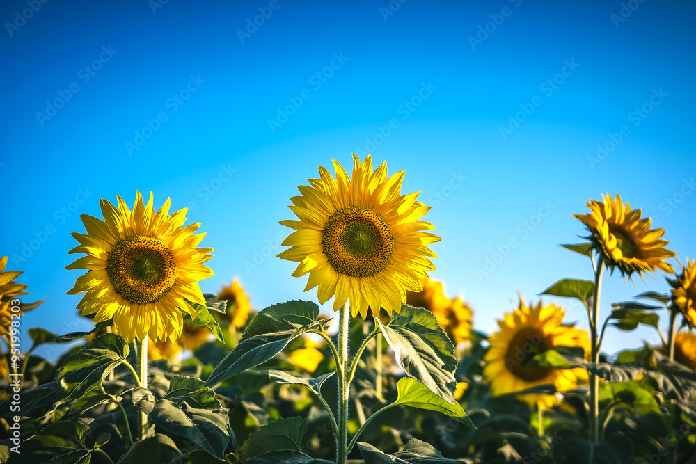 Vibrant Sunflowers in a Field - Golden Summer Radiance Vibrant Sunflowers in a Field - Golden Summer Radiance