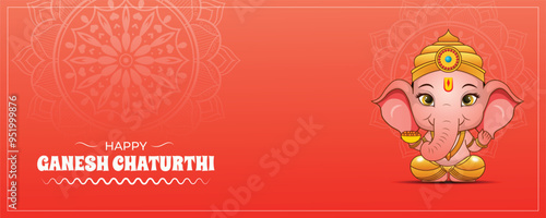 Celebrating happy Ganesh Chaturthi and Vinayaka chaturthi with indian background poster