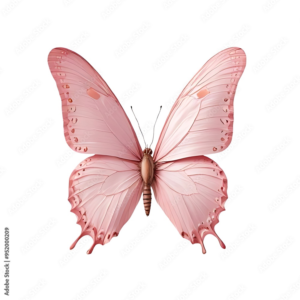Fototapeta premium Pink butterfly, isolated on white background.