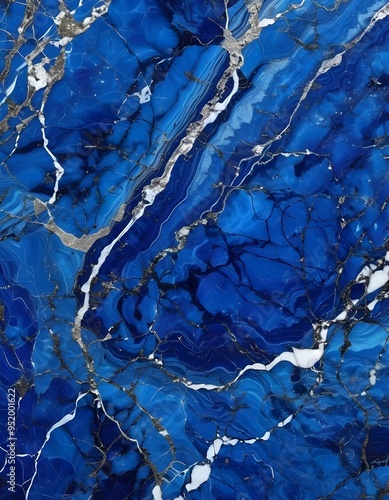 Luxurious Royal Blue Marble Intricate Veins and High Gloss Finish, blues textured, marble, tiles, stone, surface photo