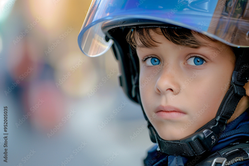 Generated with AI picture of adorable child wear costume like an policeman Generated with AI picture of adorable child wear costume like an policeman