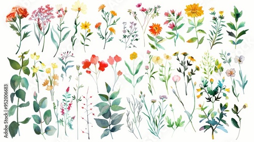 Wallpaper Mural A collection of flowers in various colors and sizes Torontodigital.ca