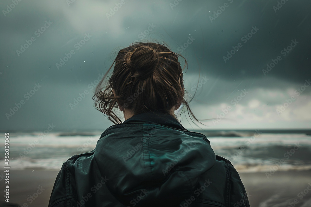 Fototapeta premium Extreme dangerous thunder rainstorm weather, Generative AI illustration