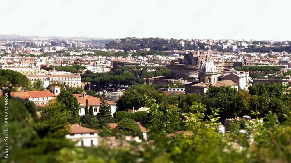 Rome (Italy) view of the city from district terrace. 4k