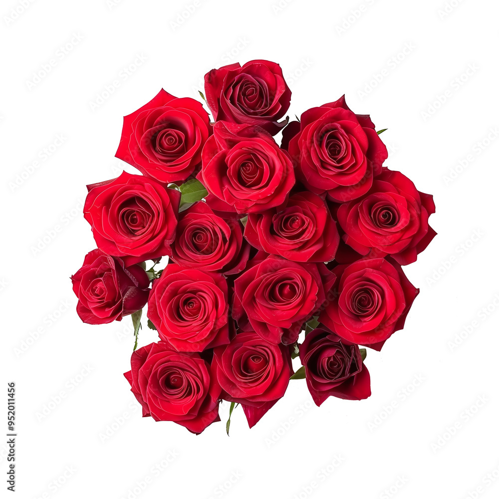 Top view of a beautiful bouquet of roses on a transparent background Top view of a beautiful bouquet of roses on a transparent background