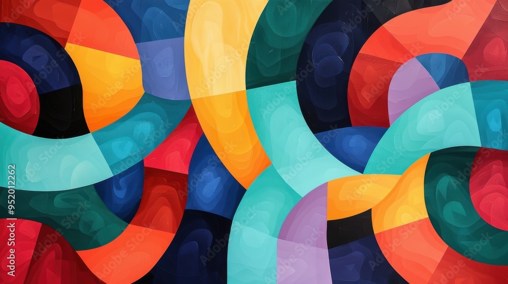 Fototapeta premium Abstract Geometric Art: Vibrant Intertwined Circles in a Bold Palette