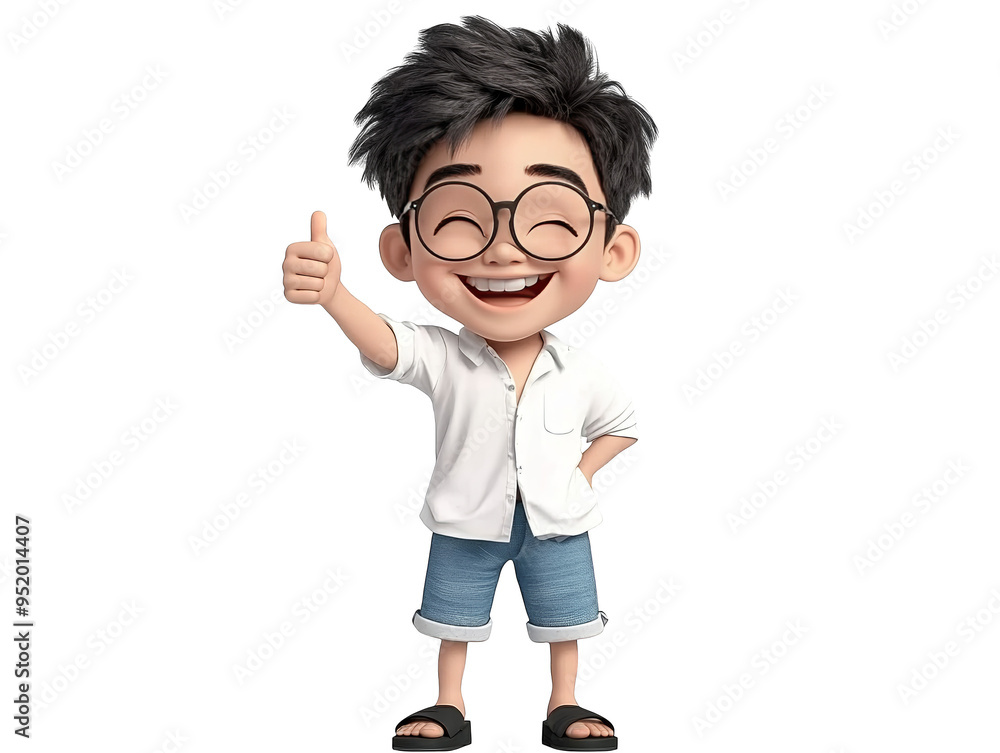 Happy Cartoon Boy with Thumbs Up Happy Cartoon Boy with Thumbs Up