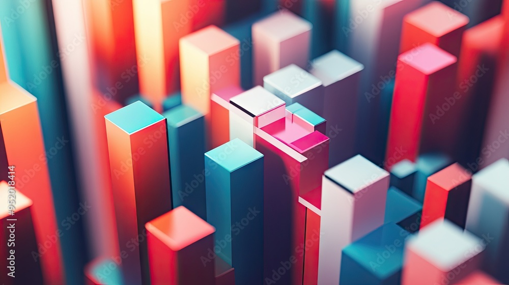 A close-up of a 3D stacked column graph with multiple layers and segments, illustrating a breakdown of data into sub-categories with clear visual differentiation. A close-up of a 3D stacked column graph with multiple layers and segments, illustrating a breakdown of data into sub-categories with clear visual differentiation.