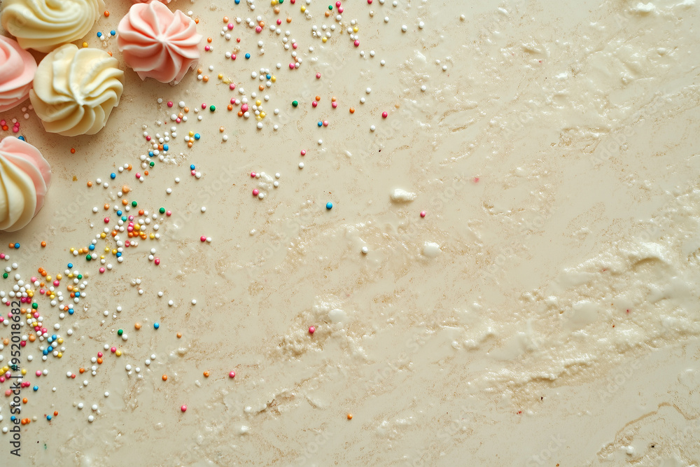 Playful Kitchen: Sprinkles Thrown on a Creamy Beige Countertop Playful Kitchen: Sprinkles Thrown on a Creamy Beige Countertop