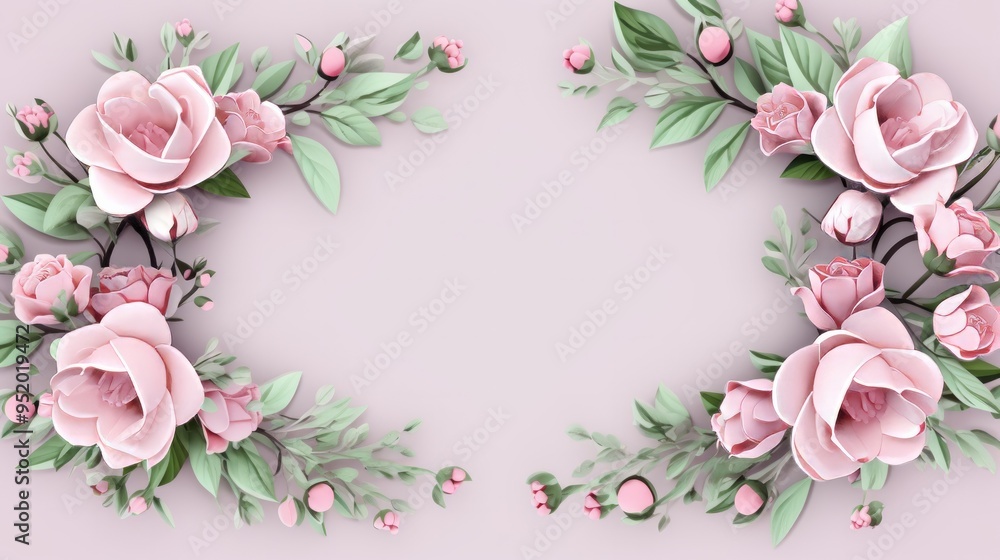 Wreath made of pink rose flowers on white background. Neural network ai generated art Wreath made of pink rose flowers on white background. Neural network ai generated art