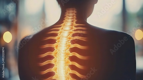 A close-up of a person back with visible spine alignment, focusing on the natural curves and posture, capturing the importance of body alignment and health.