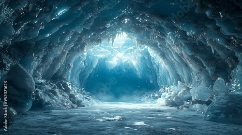 Ice Cave Entrance Frozen Landscape Winter Wonderland