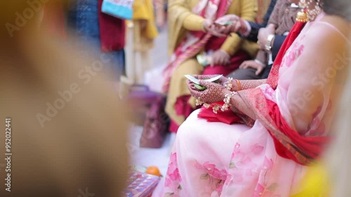 A shot of an Indian Wedding where rituals are being performed in India
 photo