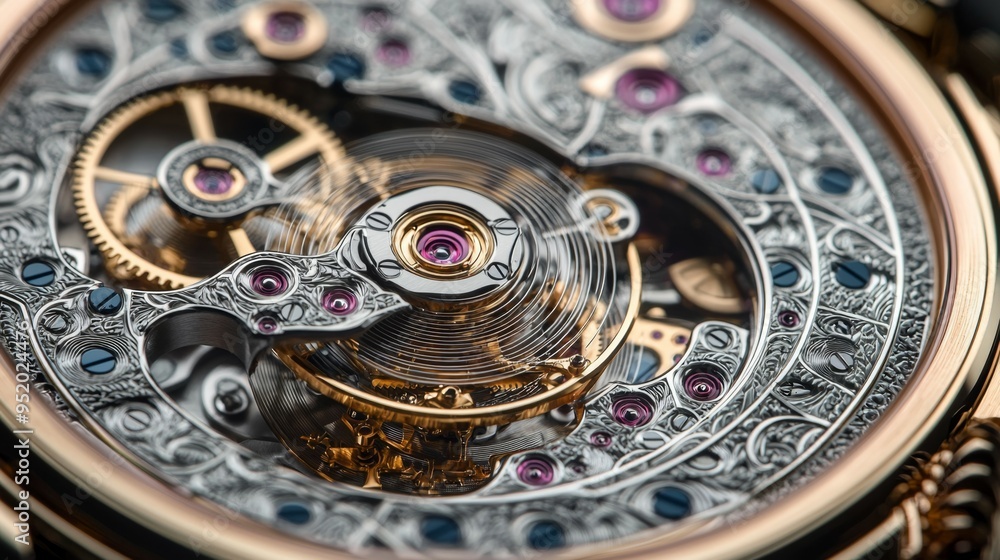 Closeup of a Complex Mechanical Watch Movement Closeup of a Complex Mechanical Watch Movement