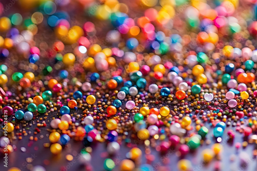 Tiny shimmering sprinkles on a transparent background with a macro-lens effect, highlighting the intricate textures and details. Tiny shimmering sprinkles on a transparent background with a macro-lens effect, highlighting the intricate textures and details.