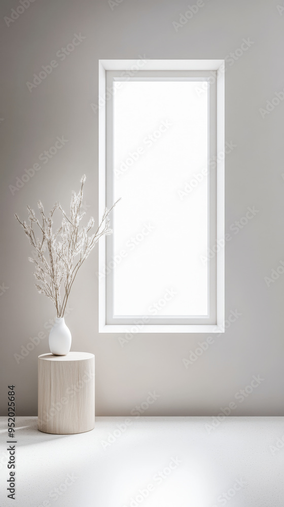 Minimalist tranquil room with a large window filling the room with natural light and minimal furniture or decor. Minimalist tranquil room with a large window filling the room with natural light and minimal furniture or decor.