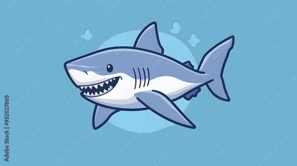 Fototapeta premium Cute Cartoon Shark Illustration
