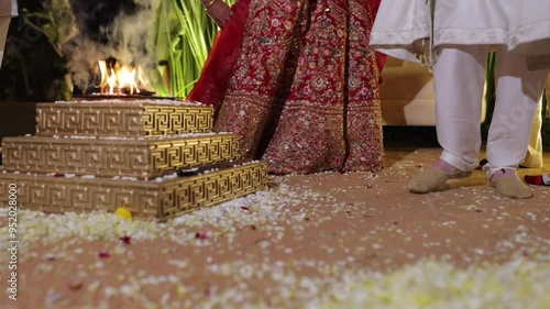 A shot of an Indian Wedding where rituals are being performed in India
 photo