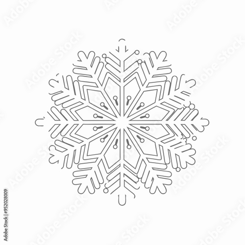 Snowflake line art Silhouette Vector illustration

