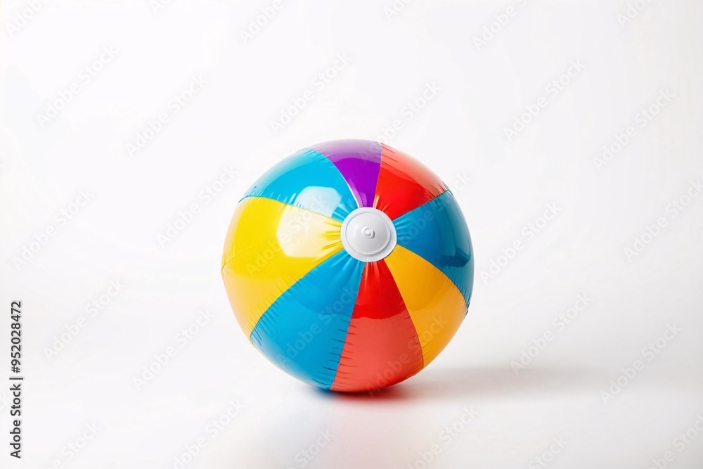 Fototapeta premium Colorful inflatable beach ball isolated on white background.